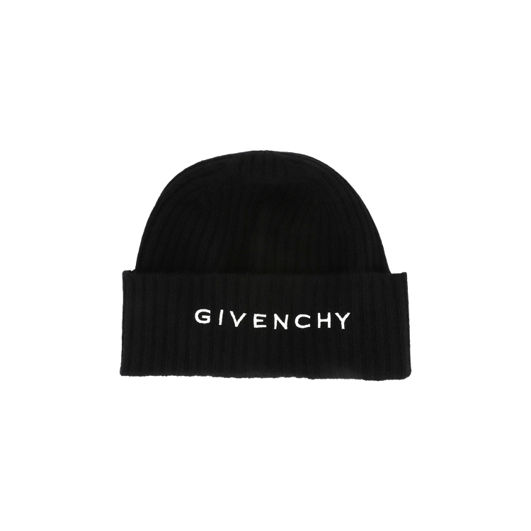 Givenchy Ribbed Embroidered Logo Beanie 'Black White'