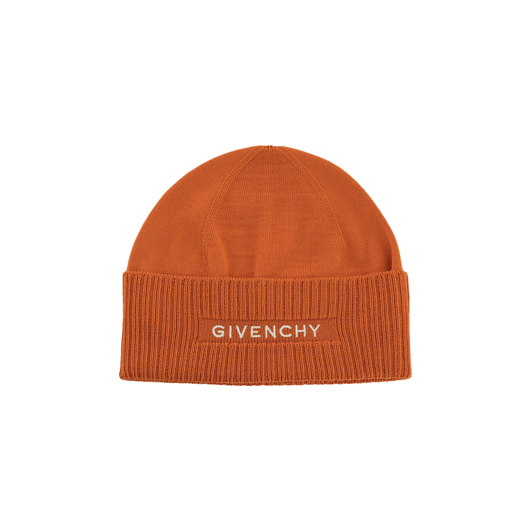 Givenchy Ribbed Embroidered Logo Beanie 'Ivory Orange'