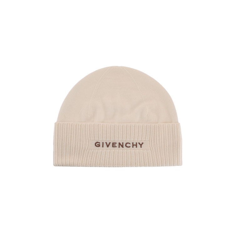 Givenchy Ribbed Embroidered Logo Beanie 'Eggshell'
