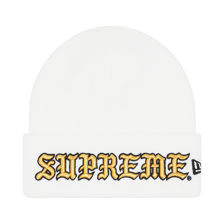 Supreme New Era Old English Beanie 'White'