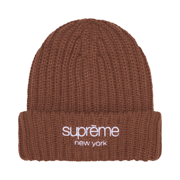 Supreme Chunky Rib Classic Logo Beanie 'Brown'