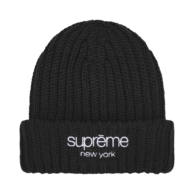 Supreme Chunky Rib Classic Logo Beanie 'Black'
