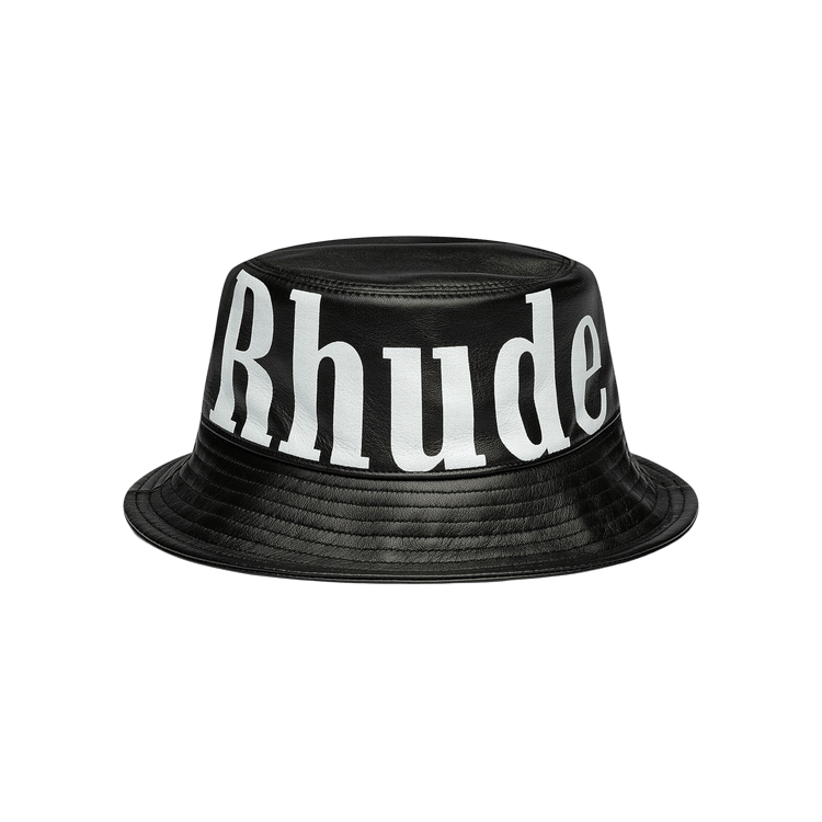Rhude Logo Leather Bucket Hat 'Black'