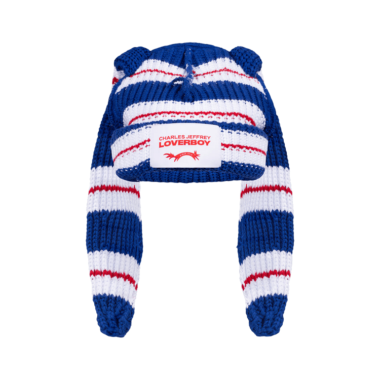 Charles Jeffrey Loverboy Chunky Rabbit Beanie 'Blue/Red/White Stripe'