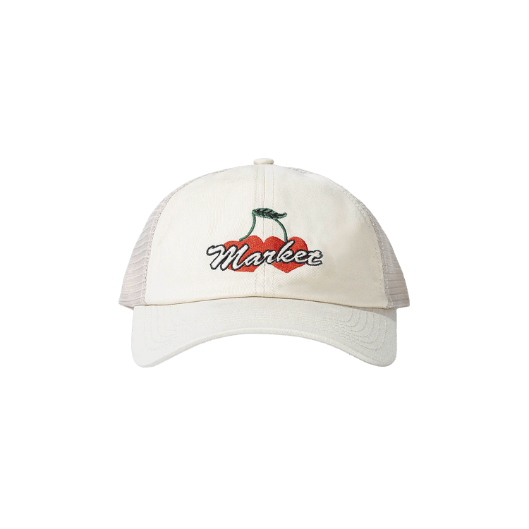 Market Double Cherries Trucker Hat 'Unbleached Cotton'