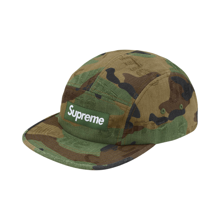 Supreme Jacquard Logos Denim Camp Cap 'Woodland Camo'