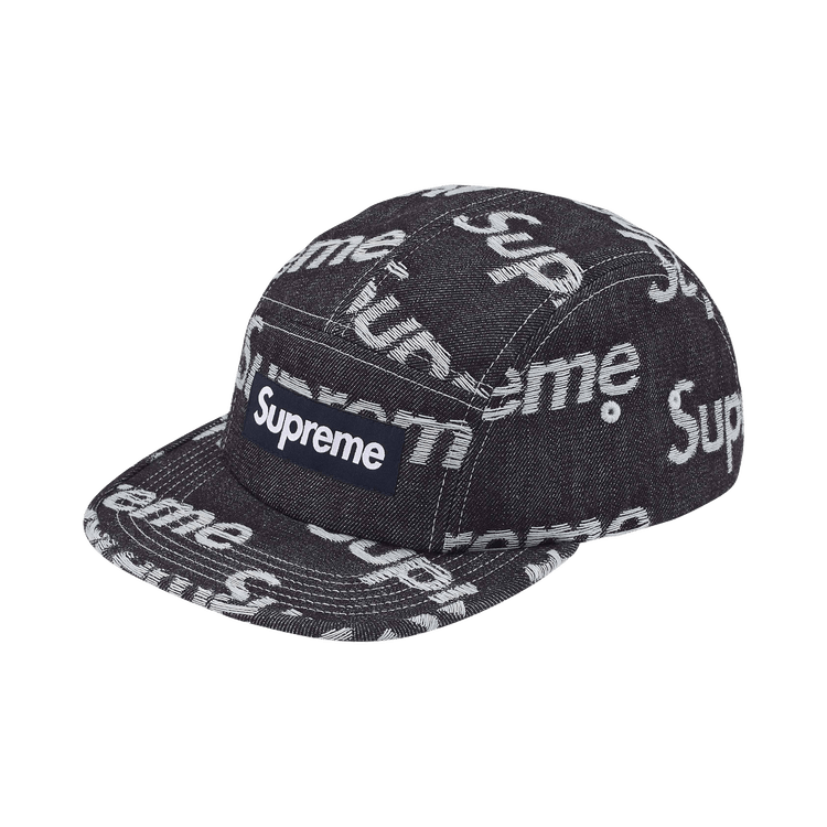 Supreme Jacquard Logos Denim Camp Cap 'Rigid Indigo'