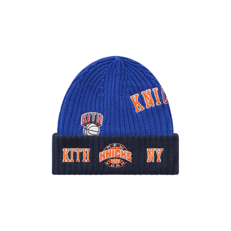Kith x New Era For The New York Knicks All Over Patches Knit Beanie 'Royal'