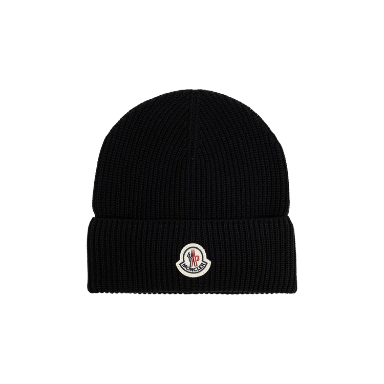 Moncler Iconic Circular Logo Ribbed Hat 'Black'