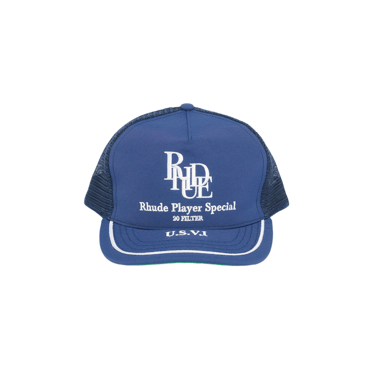 Rhude Player Special Trucker Hat 'Navy/White'