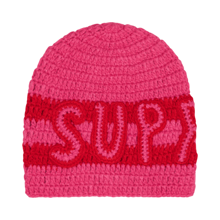 Supreme Crochet Logo Beanie 'Pink'