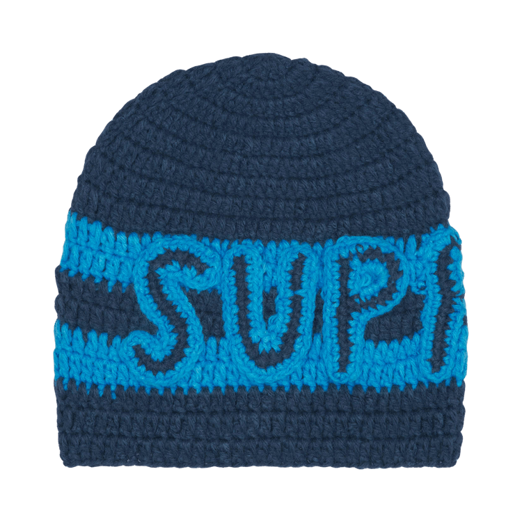 Supreme Crochet Logo Beanie 'Navy'