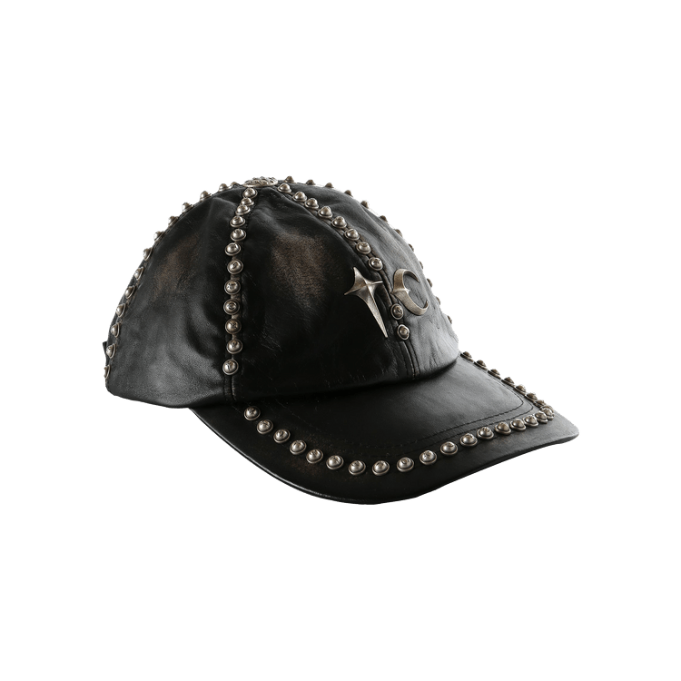 Thug Club Studded Washed Leather Cap 'Black'