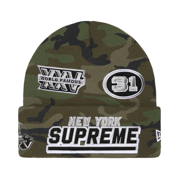 Supreme New Era Football Beanie 'Woodland Camo'