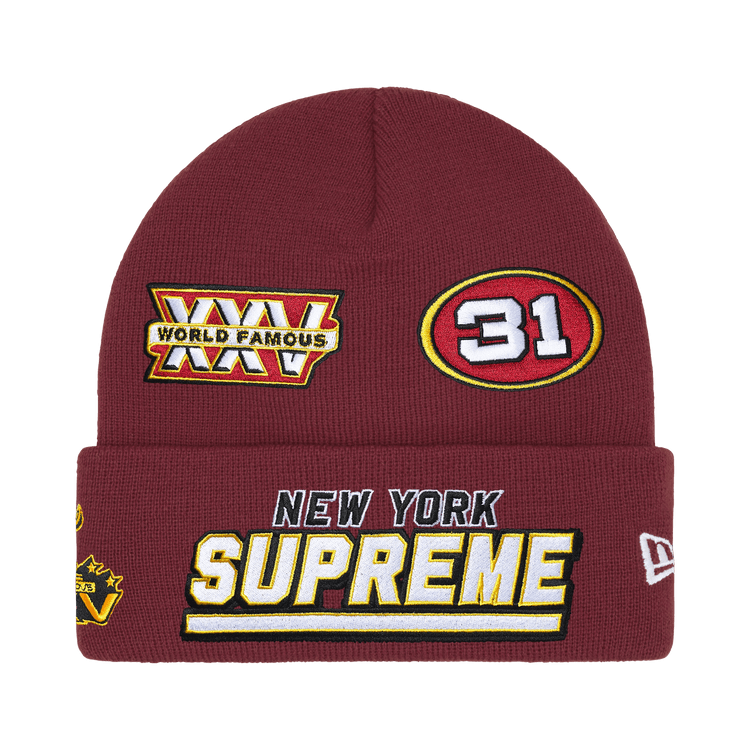Supreme New Era Football Beanie 'Cardinal'