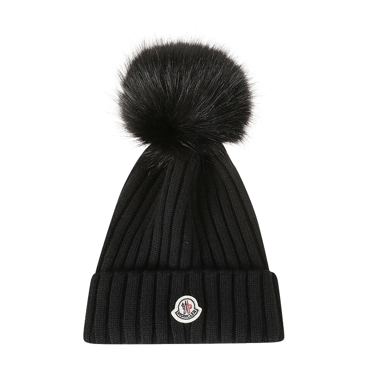 Moncler Large Fur Pom Pom Hat 'Black'