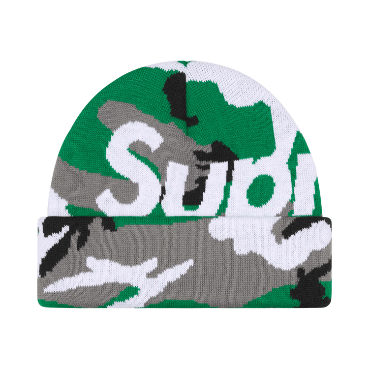 Supreme Camo Big Logo Beanie 'Green Camo'