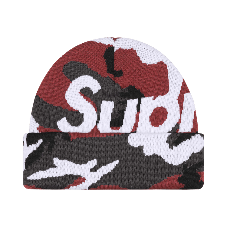 Supreme Camo Big Logo Beanie 'Red Camo'