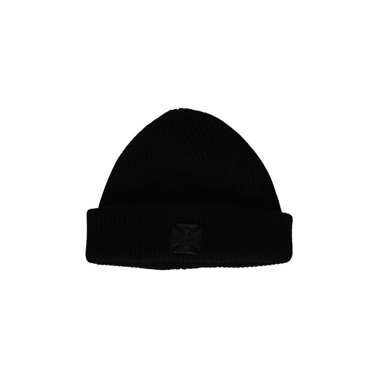 Vetements Leather Biker Cross Label Beanie 'Black'