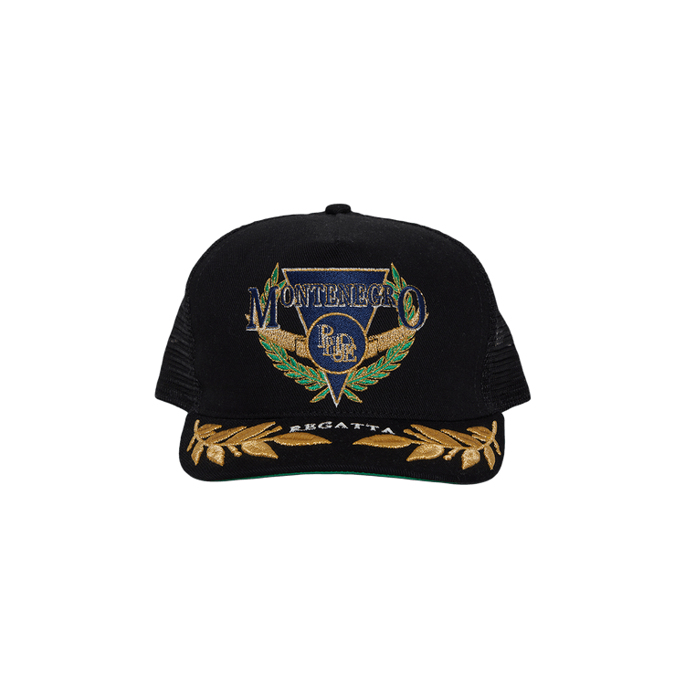 Rhude Montenegro Regatta Trucker Hat 'Black/Navy/Gold'