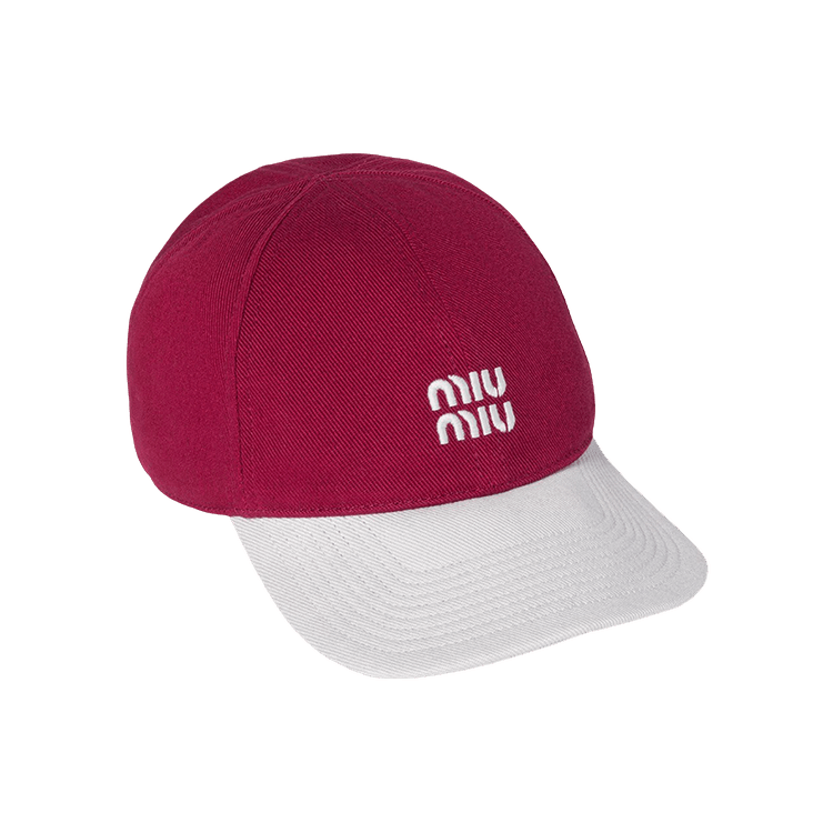 Miu Miu Drill Washed Bicolore Hat 'Cerise/Nube'