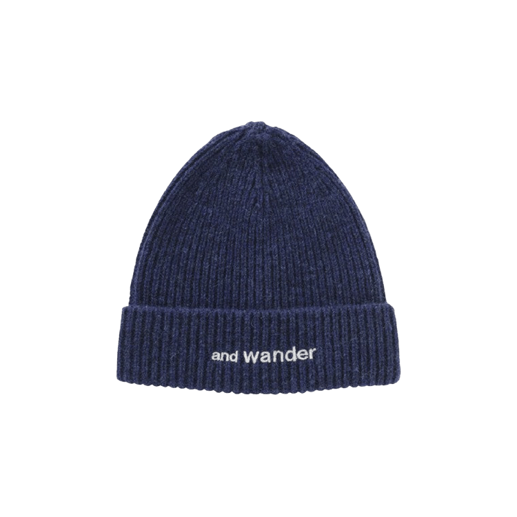 And Wander Shetland Wool Knit Cap 'Blue'