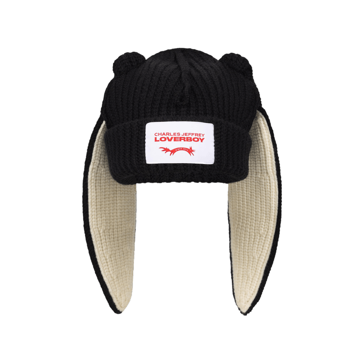 Charles Jeffrey Loverboy Chunky Rabbit Beanie 'Black/Ecru'