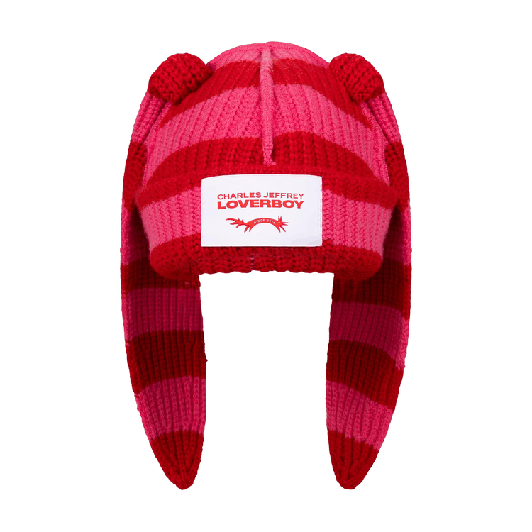Charles Jeffrey Loverboy Chunky Rabbit Beanie 'Red/Pink Stripe'