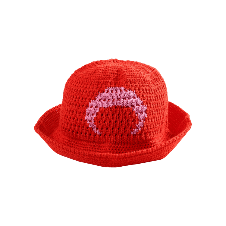 Marine Serre Crochet Bucket Hat 'Red'