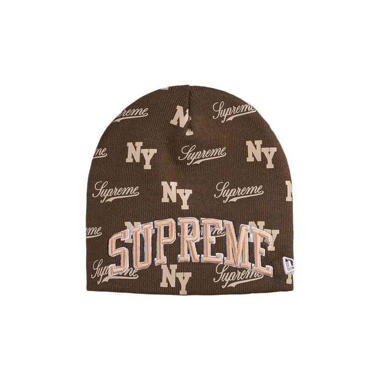 Supreme New Era Monogram Beanie 'Brown'