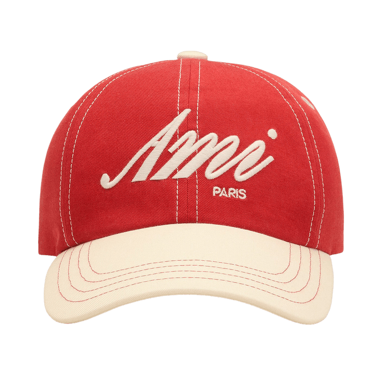 Ami Embroidery Bicolor Cap 'Rouge Rubis/Ivoire'