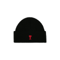 Ami Quota Beanie With Red De Coeur 'Noir/Rouge'