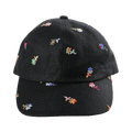 vowels Floral Embroidered Cap 'Black'
