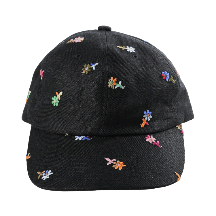 vowels Floral Embroidered Cap 'Black'