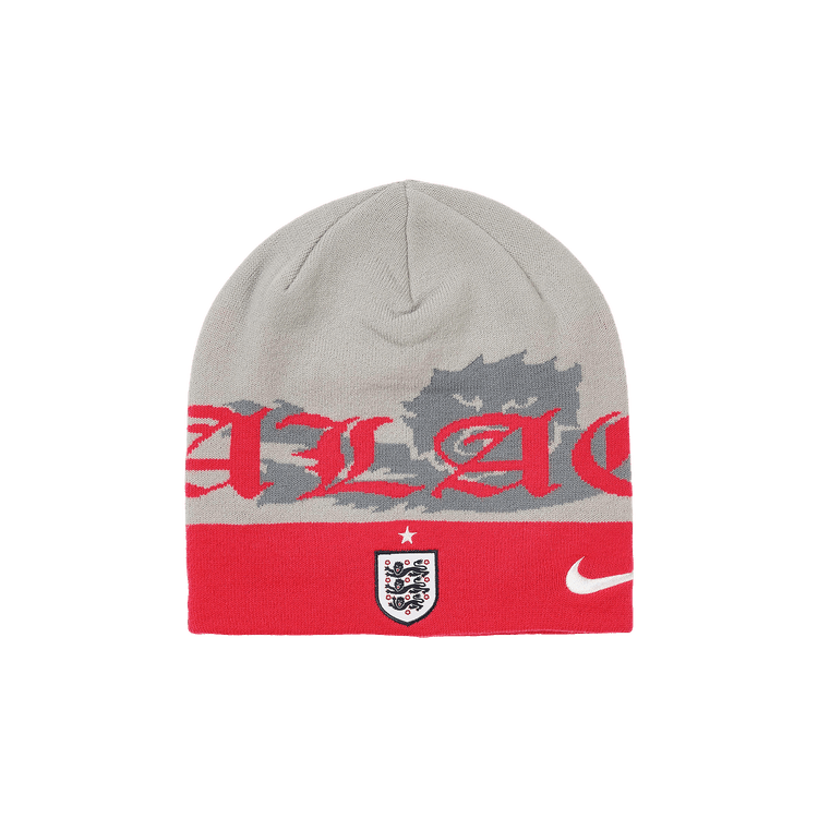 Palace x Nike England Uncuffed Beanie 'Pewter Grey/Cool Grey/Bright Crimson'