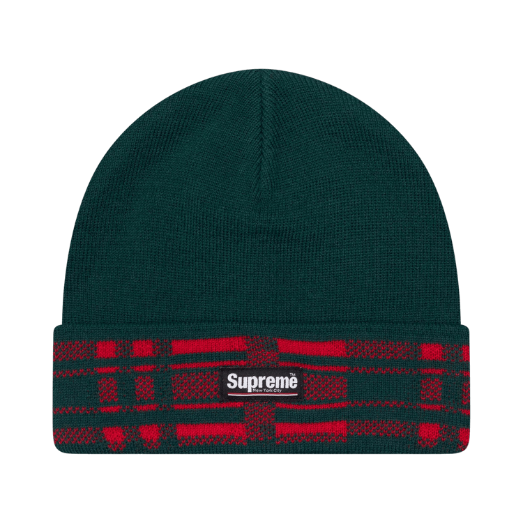 Supreme Plaid Cuff Beanie 'Green'