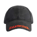 Balenciaga Logo-Print Distressed Cap 'Black'
