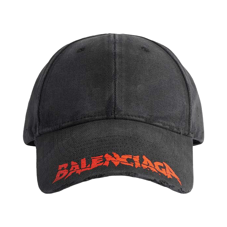 Balenciaga Logo-Print Distressed Cap 'Black'