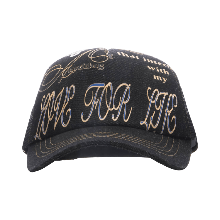 Jungles Love For Life Trucker Cap 'Black Denim'