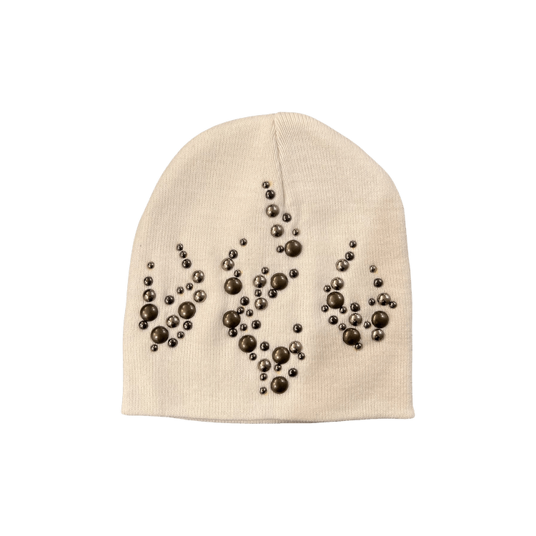 Hellstar Studded Flame Beanie 'White'