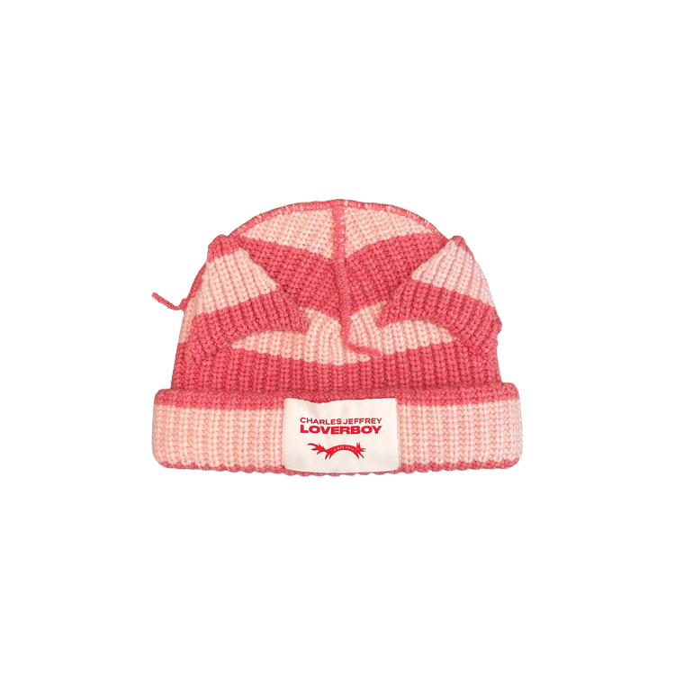 Charles Jeffrey Loverboy Chunky Ears Beanie 'Pink Stripe'
