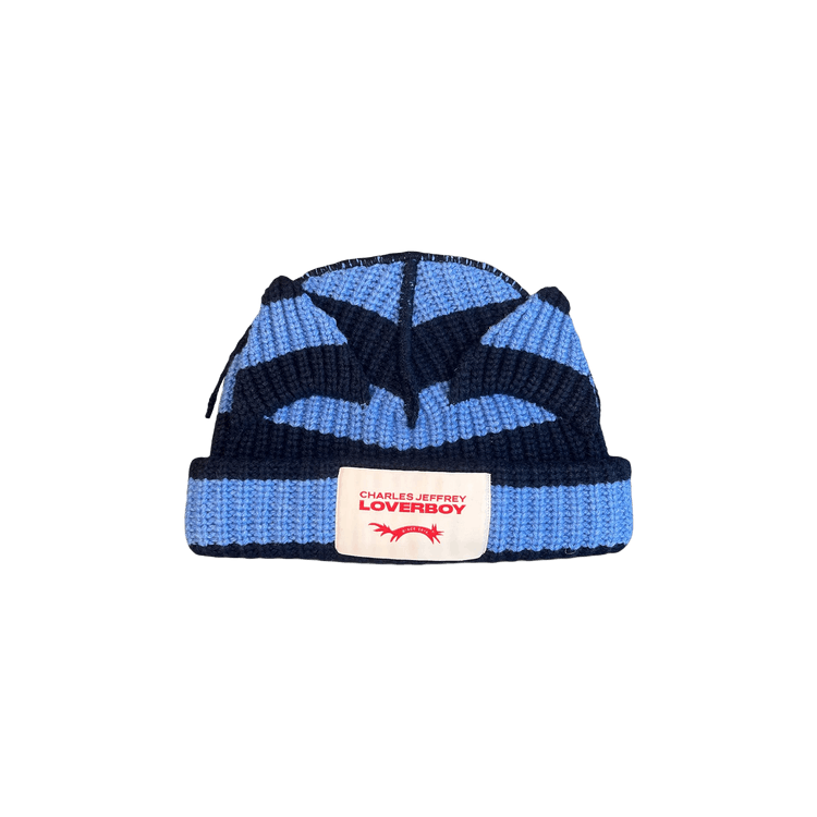 Charles Jeffrey Loverboy Chunky Ears Beanie 'Blue/Navy Stripe'