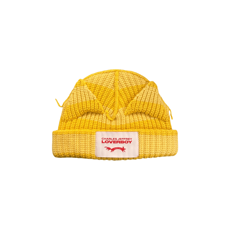 Charles Jeffrey Loverboy Chunky Ears Beanie 'Yellow Stripe'