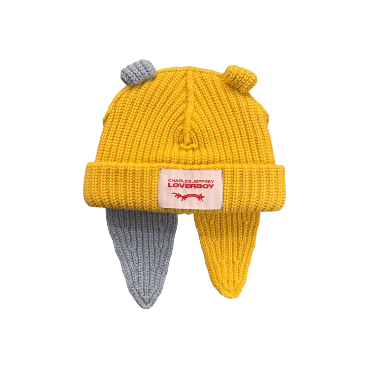 Charles Jeffrey Loverboy Chunky Rabbit Beanie 'Yellow/Light Blue'