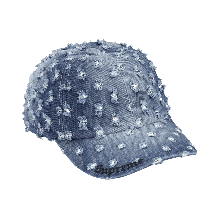 Supreme Hole Punch Rhinestone Denim 6-Panel 'Washed Indigo'