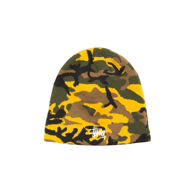 Stussy Basic Camo Knit Skullcap 'Yellow Camo'