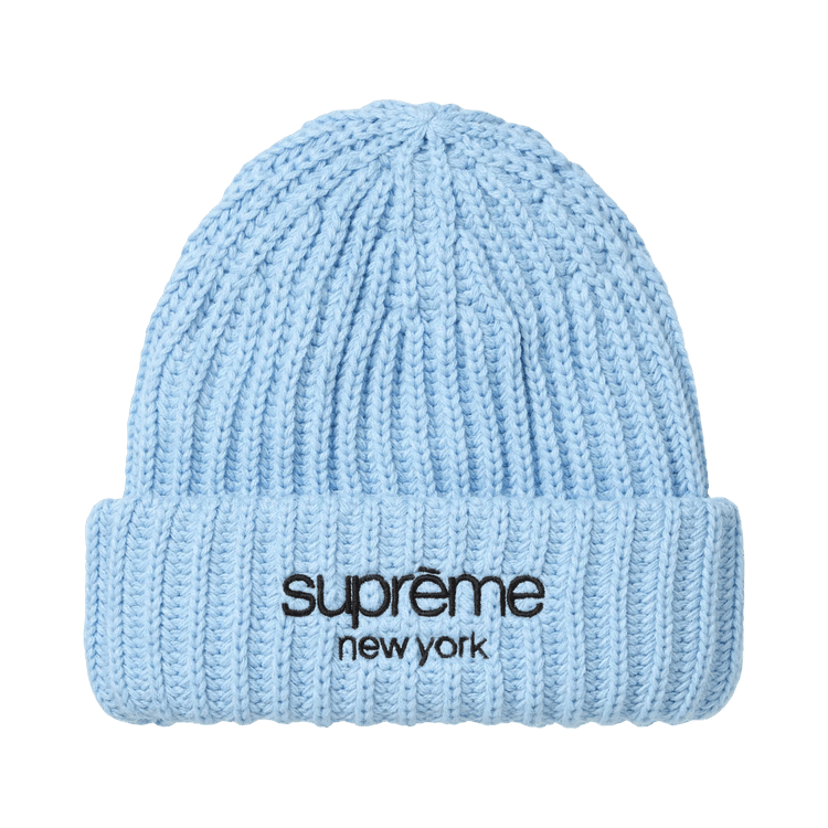 Supreme Classic Logo Chunky Ribbed Beanie 'Light Blue'