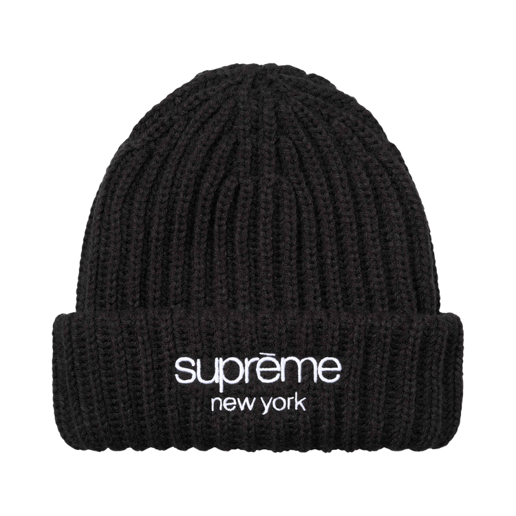 Supreme Classic Logo Chunky Ribbed Beanie 'Black'