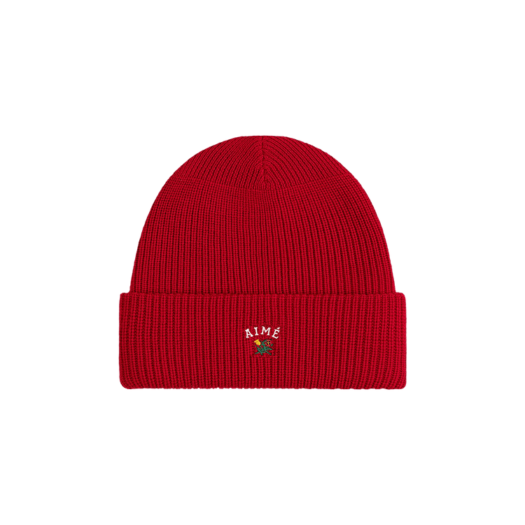 Aimé Leon Dore Crest Merino Wool Beanie 'Equestrian Red'