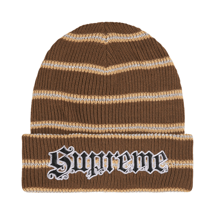 Supreme Metallic Stripe Beanie 'Brown'